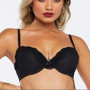 Savage X Fenty Demi Mesh Bra Black Size 32DD NWT